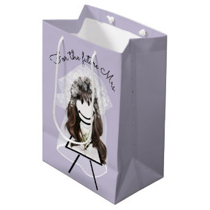 Bolsa De Regalo Mediana Novia Stick Girl con ramo de margaritas