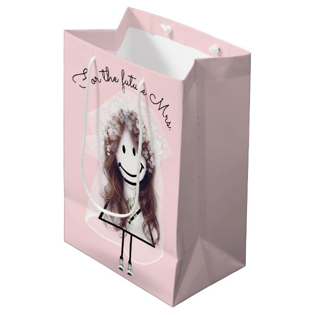 Bolsa De Regalo Mediana Novia Stick Girl with Bridal Bouquet (Angulo Anverso)