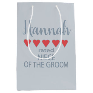 Bolsa De Regalo Mediana Novia y Cortejo 5 Corazones Sobrina del Novio