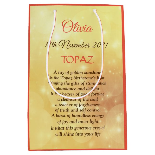 Bolsa De Regalo Mediana Noviembre Diseño de Birthstone Topaz (Anverso)