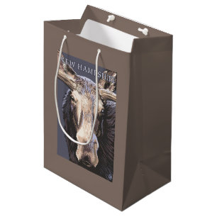 Bolsa De Regalo Mediana Nuevo de HampshireMoose cierre para arriba