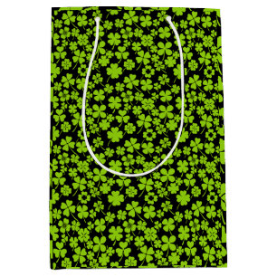 Bolsa De Regalo Mediana Nuevo patrón.Clover deja 01 Black BG