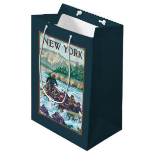 Bolsa De Regalo Mediana Nuevo YorkRiver que transporta escena en balsa