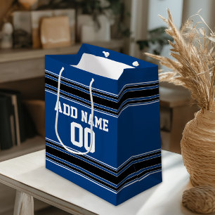 Bolsa De Regalo Mediana Número de nombre personalizado de franjas de Jerse