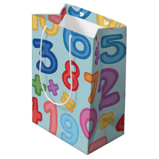 Bolsa De Regalo Mediana Números de vuelta a la escuela en fondo azul claro