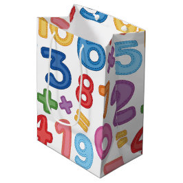Bolsa De Regalo Mediana Números de vuelta a la escuela en fondo blanco
