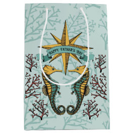 Bolsa De Regalo Mediana Ocean Seahorse & Coral Happy Fathers Day Photo