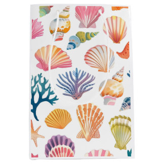 Bolsa De Regalo Mediana OceanModern Tropical Plant Print – Pink and Green