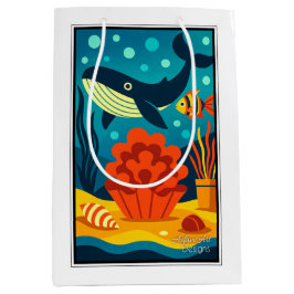 Bolsa De Regalo Mediana Océano Caprichoso Ballena y Arrecife de Coral