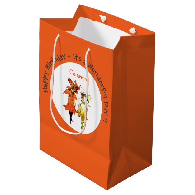 Bolsa De Regalo Mediana Oferta de Fiesta de Flor Whimsical Trillium Tiger- (Angulo Anverso)
