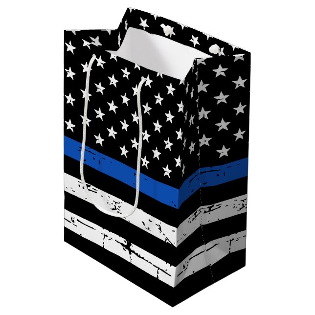 Bolsa De Regalo Mediana Oficial de Policía de Bandera Americana delgado de (Angulo Anverso)