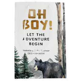 Bolsa De Regalo Mediana Oh Boy Woodland Bear Adventure Baby Shower