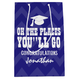 Bolsa De Regalo Mediana Oh los lugares usted irá graduado de los azules