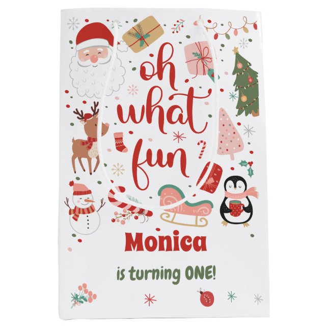 Bolsa De Regalo Mediana Oh, qué navidades divertidos cumpleaños (Anverso)