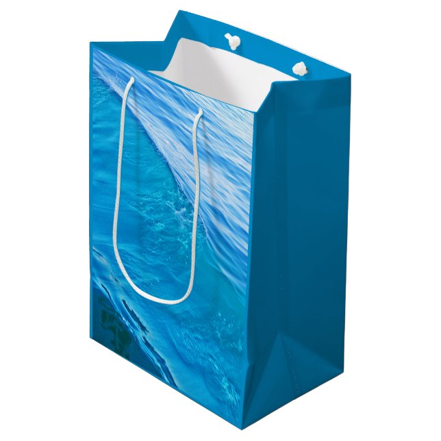 Bolsa De Regalo Mediana Ola de agua azul (Angulo Anverso)