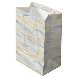 Bolsa De Regalo Mediana Ola de Bebé Azul Melocotón Crema
