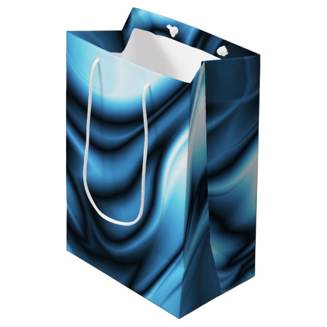 Bolsa De Regalo Mediana Ola de seda azul (Angulo Anverso)