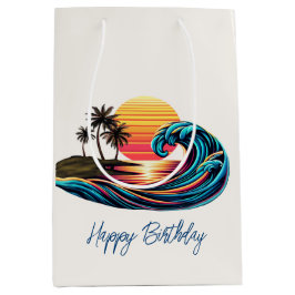 Bolsa De Regalo Mediana Ola de surf Sunset Retro
