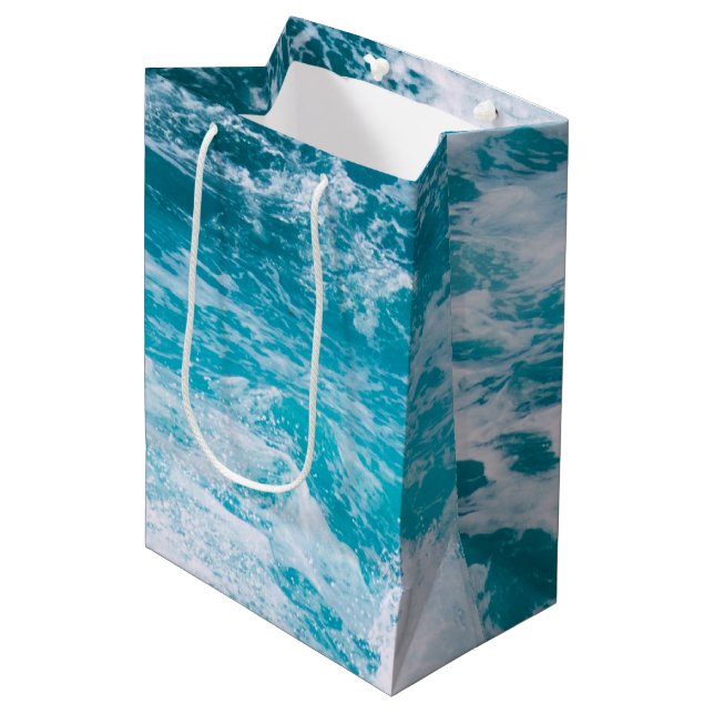 Bolsa De Regalo Mediana Olas del océano azul (Angulo Anverso)