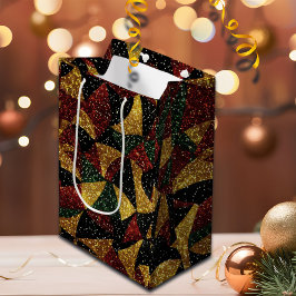 Bolsa De Regalo Mediana Olas verdes rojas de Purpurina festivo