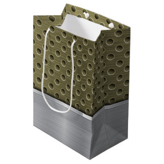 BOLSA DE REGALO MEDIANA OLIVE VERDE & SILVER PATRÓN METALIZADO