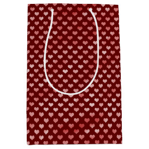 Bolsa De Regalo Mediana Ombre de corazones rojos rosados