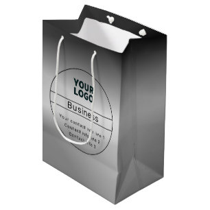 Bolsa De Regalo Mediana Ombre gris negro y información de contacto de nego