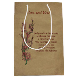 Bolsa De Regalo Mediana Oración de serenidad Inspiradora floral personaliz
