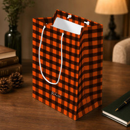 Bolsa De Regalo Mediana Orange and Black Checker