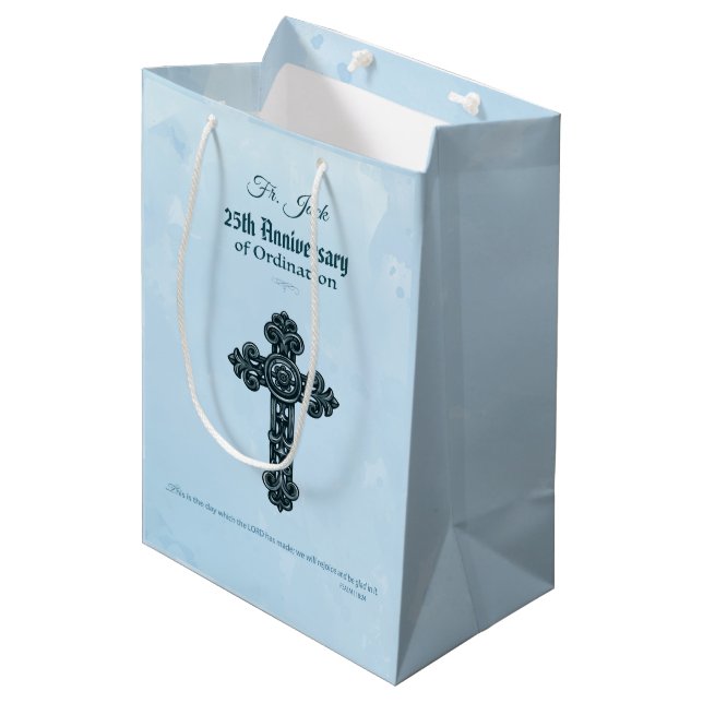 Bolsa De Regalo Mediana Orden de Año de Aniversario y Nombre Personalizado (Angulo Anverso)