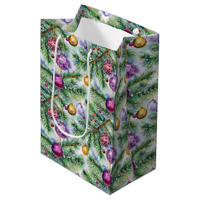 Bolsa De Regalo Mediana Ornamentos de árbol navideño (Angulo Anverso)