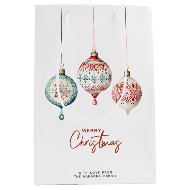 Bolsa De Regalo Mediana Ornamentos de estilo nórdico moderno Feliz Navidad (Anverso)