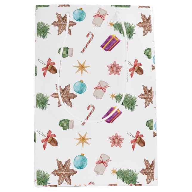 Bolsa De Regalo Mediana Ornamentos de Navidad (Anverso)