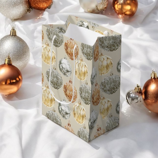Bolsa De Regalo Mediana Ornamentos metálicos de lujo en Beige Neutral (Subido por el creador)
