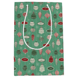 Bolsa De Regalo Mediana Ornamentos vintage de Navidad en verde menta