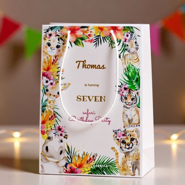 Bolsa De Regalo Mediana Oro acuático cumpleaños de niños salvajes de safar (Subido por el creador)