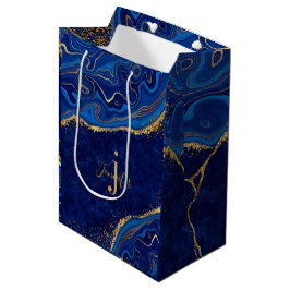 Bolsa De Regalo Mediana Oro y Azul Moderno Elegante Agata Brillante Person