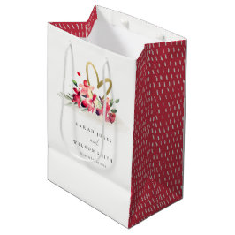 Bolsa De Regalo Mediana Orquídea Oro Rojo Boda de acuarela floral del cora