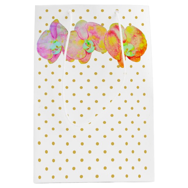 Bolsa De Regalo Mediana orquídeas caribeñas, flores acuáticas tropicales (Anverso)