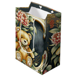 Bolsa De Regalo Mediana Osito de peluche floral letra C