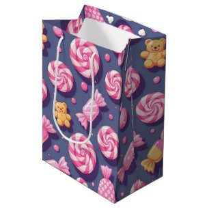Bolsa De Regalo Mediana Ositos de peluche y patrón de dulces