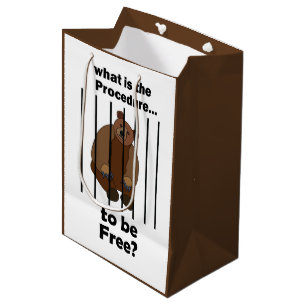 Bolsa De Regalo Mediana Oso Animal Cautivo Pidiendo Libertad Rescatador de