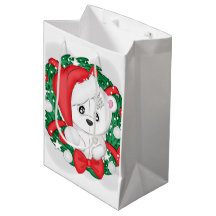 Oso blanco lindo en corona de Navidad