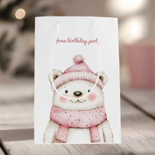 Bolsa De Regalo Mediana Oso Blanco Winter Wonderland