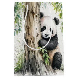 Bolsa De Regalo Mediana Oso Cute Panda De Árbol De Bambú