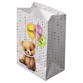 Bolsa De Regalo Mediana Oso De Cumpleaños Con Globos Fiestas