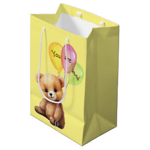 Bolsa De Regalo Mediana Oso De Cumpleaños Con Globos Fiestas