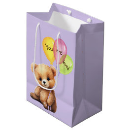 Bolsa De Regalo Mediana Oso De Cumpleaños Con Globos Fiestas