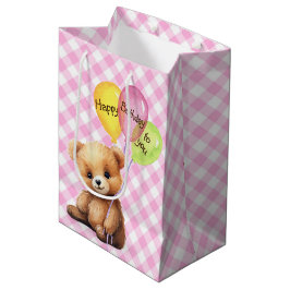 Bolsa De Regalo Mediana Oso De Cumpleaños Con Globos Fiestas
