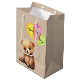 Bolsa De Regalo Mediana Oso De Cumpleaños Con Globos Fiestas